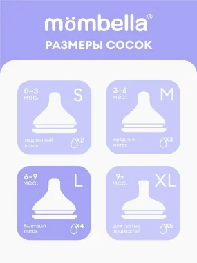 Соска Mombella для бутылочки Classic, размер L, силиконовая.