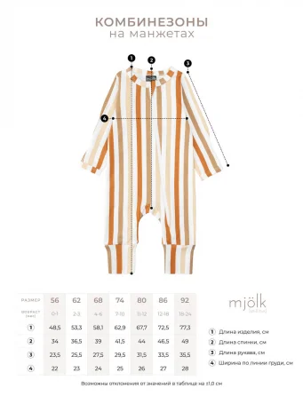 Комбинезон Mjölk Sleep and Play Полоска, на манжетах