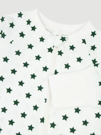 Комбинезон на манжетах Mjölk Sleep and Play Green Stars, с рукавом реглан