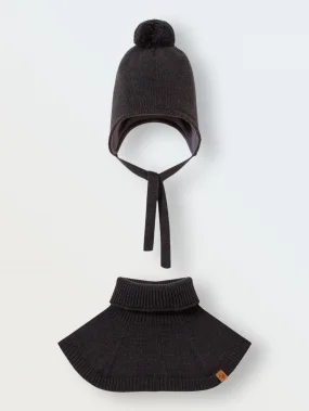 Зимний комплект шапка с манишкой, Графит