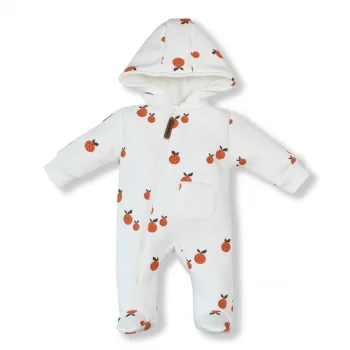 Комбинезон с капюшоном футер Апельсинки на экрю