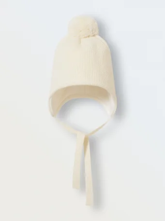 Зимний комплект шапка с манишкой, Экрю