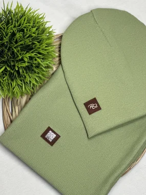 Шапка-снуд детская 2-х слойная Полынь