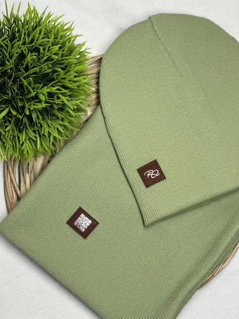 Шапка-снуд детская 2-х слойная Полынь