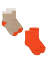 Носки детские махровые Mansita Duo (Набор 2 п.), Бежево-оранжевый,оранжевый