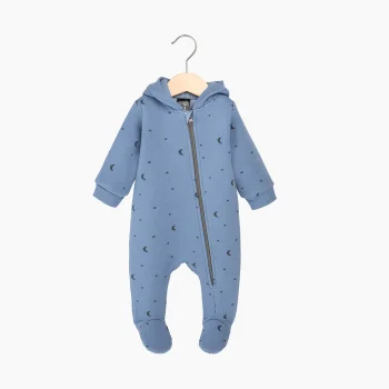Утеплённый комбинезон с капюшоном Mjölk Blue Shadow Moons, с закрытой ножкой