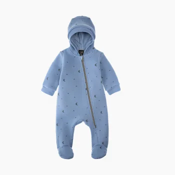Утеплённый комбинезон с капюшоном Mjölk Blue Shadow Moons, с закрытой ножкой