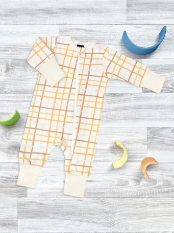 Утеплённый комбинезон с открытой ножкой Mjölk Sleep and Play Цветная клетка