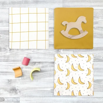 Сет из 3х пелёнок Mjölk Бананы/Mustard/Клетка