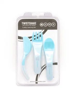 Набор приборов Twistshake (Learn Cutlery). Пастельный синий (Pastel Blue). Возраст 6+m.