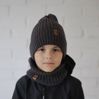 Вязаная шапочка "Тыковка" Woolly, Графит