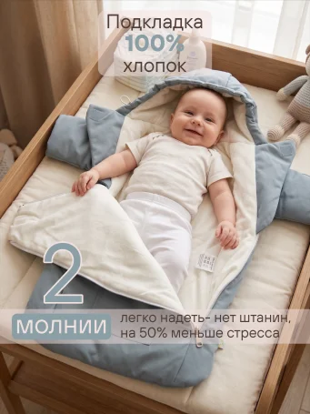 Демисезонный конверт-комбинезон "Уно" голубой