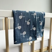 Набор муслиновых полотенец для лица и рук Babyshowroom, кролики на синем