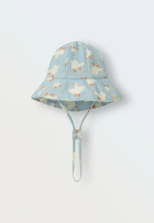 Панама из муслина (гуси на голубом)