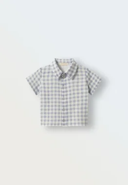 Комплект рубашка и шорты из муслина (клетка синяя)