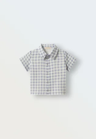 Комплект рубашка и шорты из муслина (клетка синяя)