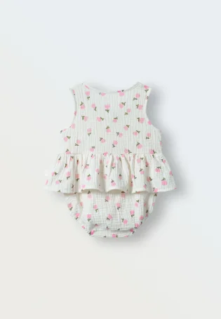 Боди-платье из муслина (цветочки)