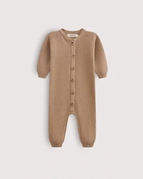 Вязаный текстурный комбинезон из хлопка Капучино