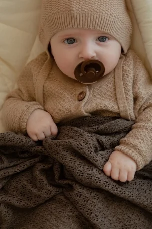 Шапочка Elf из хлопка вязаная, Капучино