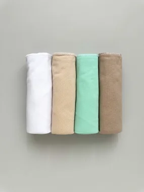 Комплект тонких пелёнок из 4х штук, Белый/Какао/Бирюзовый/Шоколад