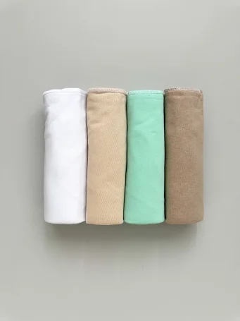 Комплект тонких пелёнок из 4х штук, Белый/Какао/Бирюзовый/Шоколад