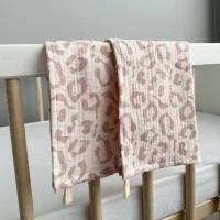Набор муслиновых полотенец для лица и рук Babyshowroom, леопард, розовый