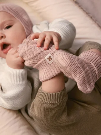 Пинетки вязаные из хлопка, Пудровые