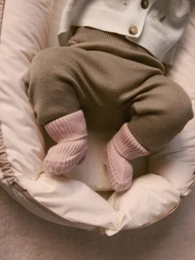 Пинетки вязаные из хлопка, Пудровые