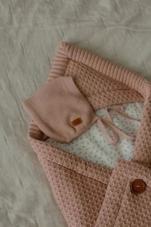 Шапочка Elf из хлопка вязаная, Пудровая