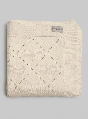 Плед вязаный Слоновая кость из органического хлопка