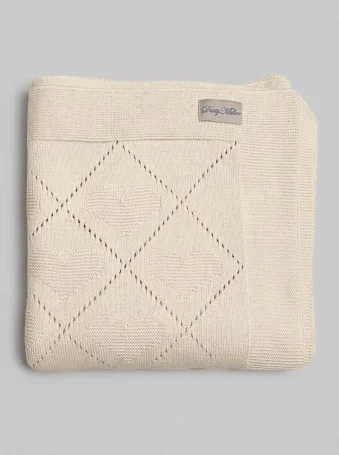 Плед вязаный Слоновая кость из органического хлопка