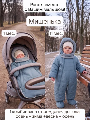 Комбинезон-трансформер на три сезона, синий
