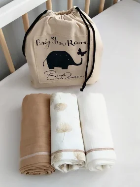 Комплект пеленок муслин Babyshowroom x RinaAmari, 3шт. «Одуванчики»