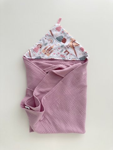 Муслиновое полотенце Babyshowroom, 100х100 см., Принцессы/розовый