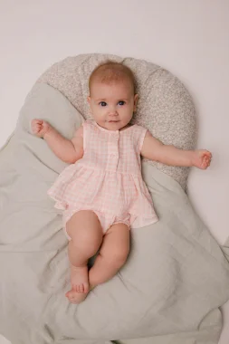 Боди-платье из муслина (клетка розовая)