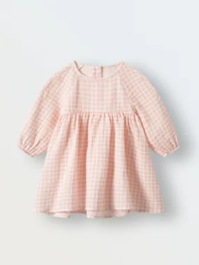 Платье из муслина (клетка розовая)