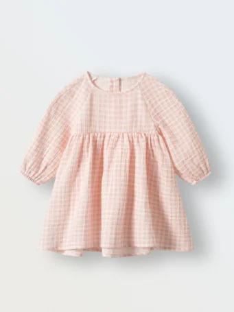 Платье из муслина (клетка розовая)