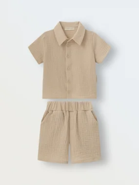 Комплект рубашка и шорты из муслина (молочный)