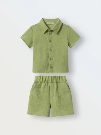Комплект рубашка и шорты из муслина (оливка)