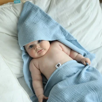 Муслиновое полотенце Babyshowroom, 100х100 см., Серо-голубой