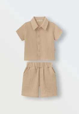 Комплект рубашка и шорты из муслина (молочный)