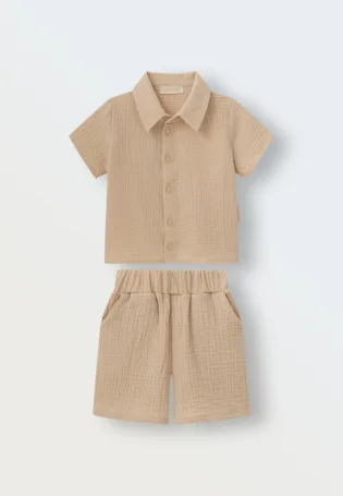 Комплект рубашка и шорты из муслина (молочный)