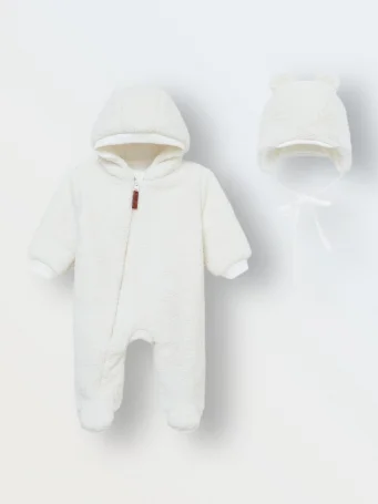 Комбинезон и шапка из шерпы Teddy, Экрю