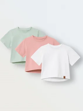 Комплект из 3 футболок, Белый/пудра/аква