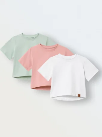 Комплект из 3 футболок, Белый/пудра/аква