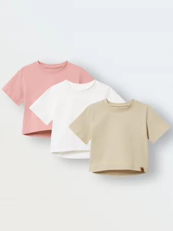 Комплект из 3 футболок, Экрю/пудра/топленое молоко