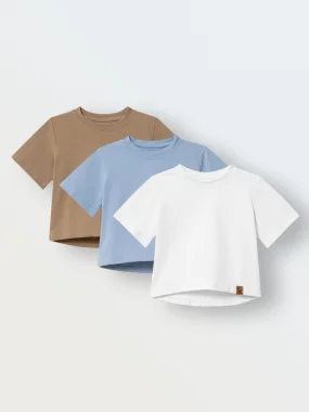 Комплект из 3 футболок, Белый/голубой/бежевый