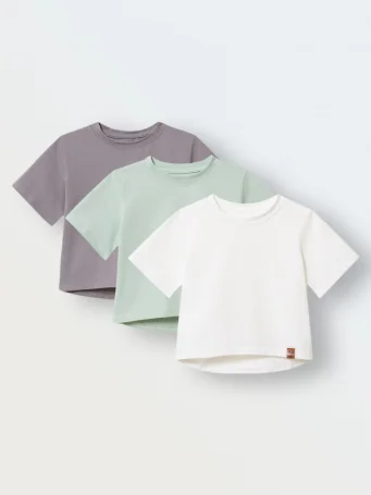 Комплект из 3 футболок, Аква/серый/экрю