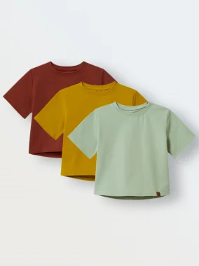 Комплект из 3 футболок, Горчица/хаки/кирпич меланж
