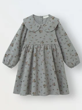 Платье фланель, Розовый букет на сером
